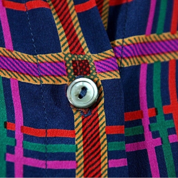 100% Silk Jack‎ Mulqueen Vintage Size 10 1970-1980 style dress jewel tones - Picture 3 of 6